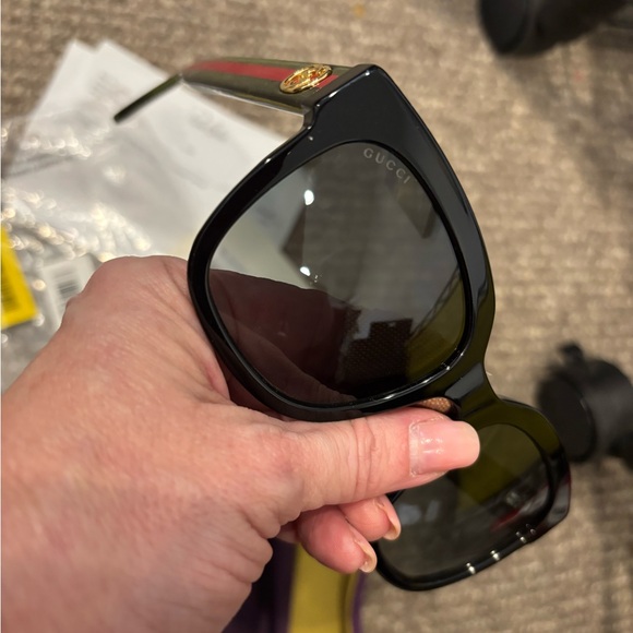 GUCCI Sunglasses GG 0034S Black w Red & Green Glitter - Picture 12 of 16